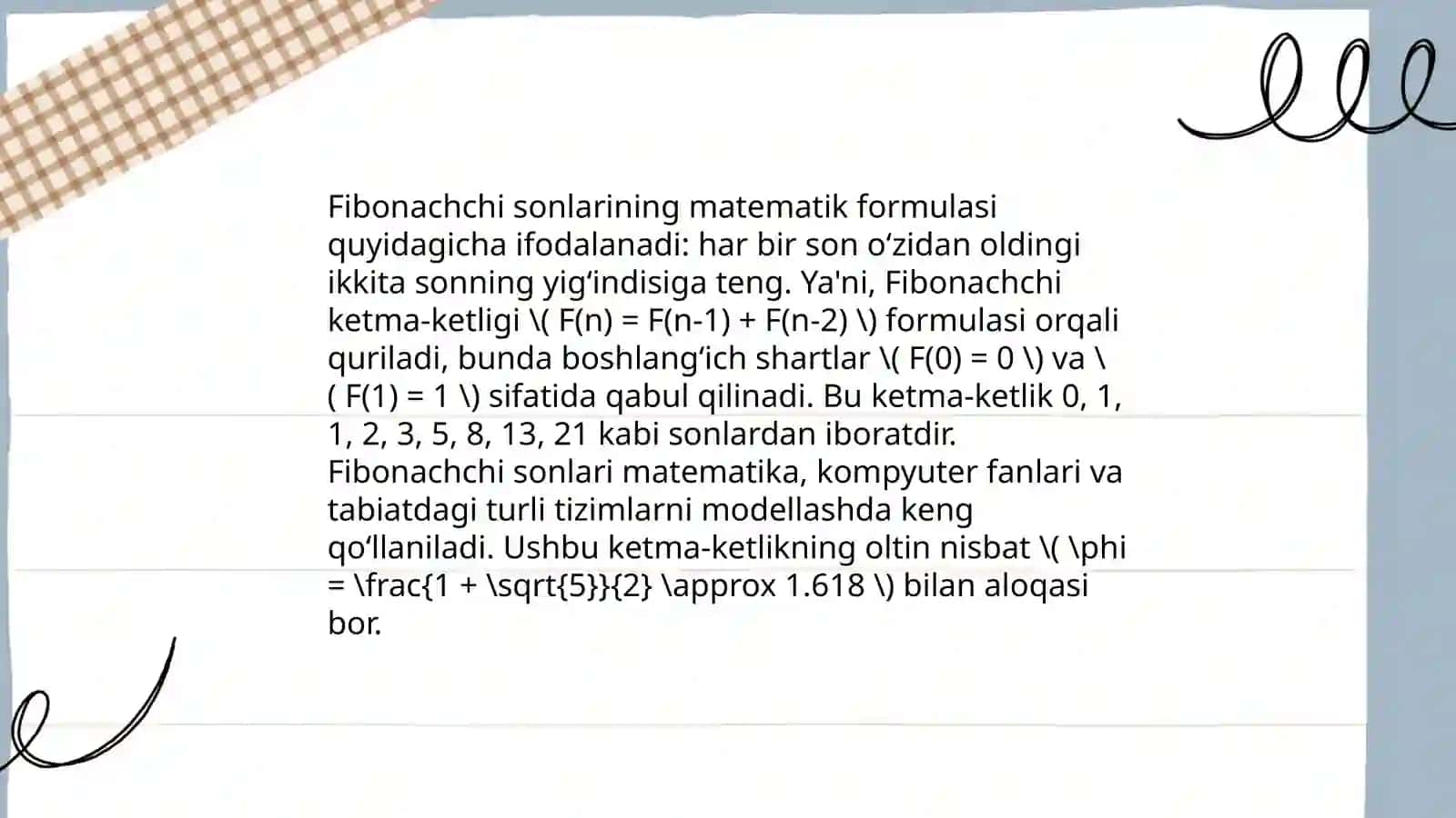 Fibonachchi sonlari 4
