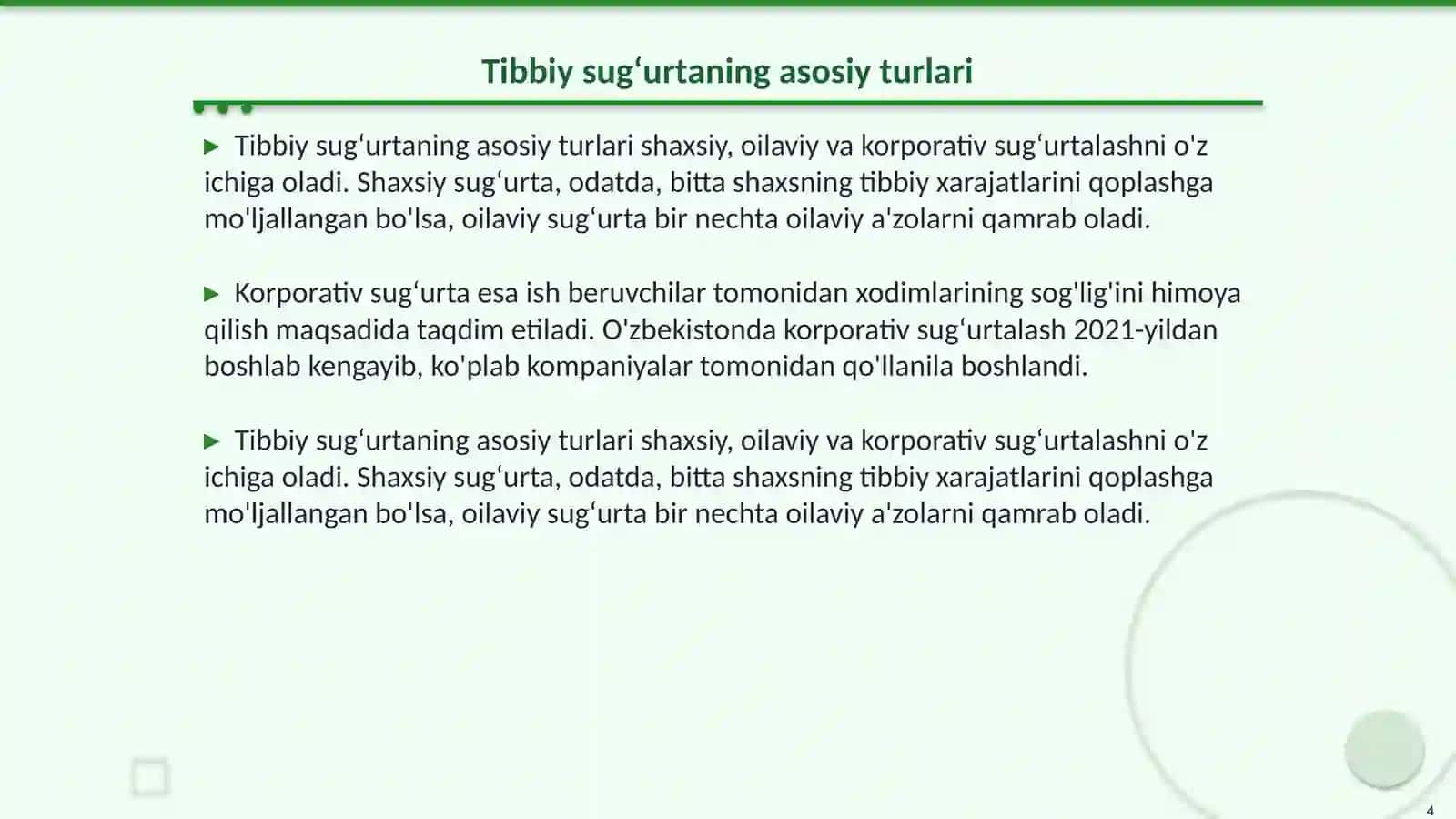 Tibbiy sugʻurta hakida 4