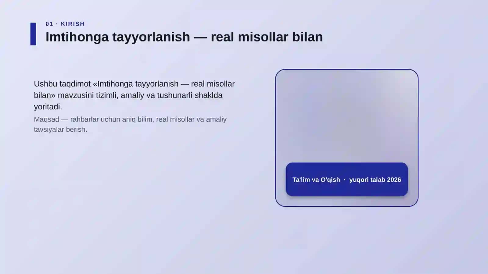 Imtihonga tayyorlanish — real misollar bilan 4