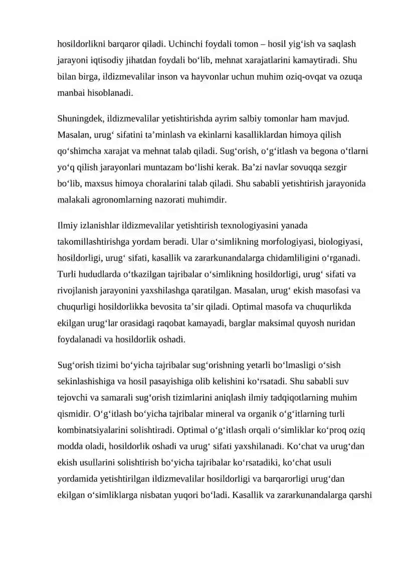 Ildizmevalilar morfologiyasi, biologiyasi va yetishtirish texnologiyasi 4