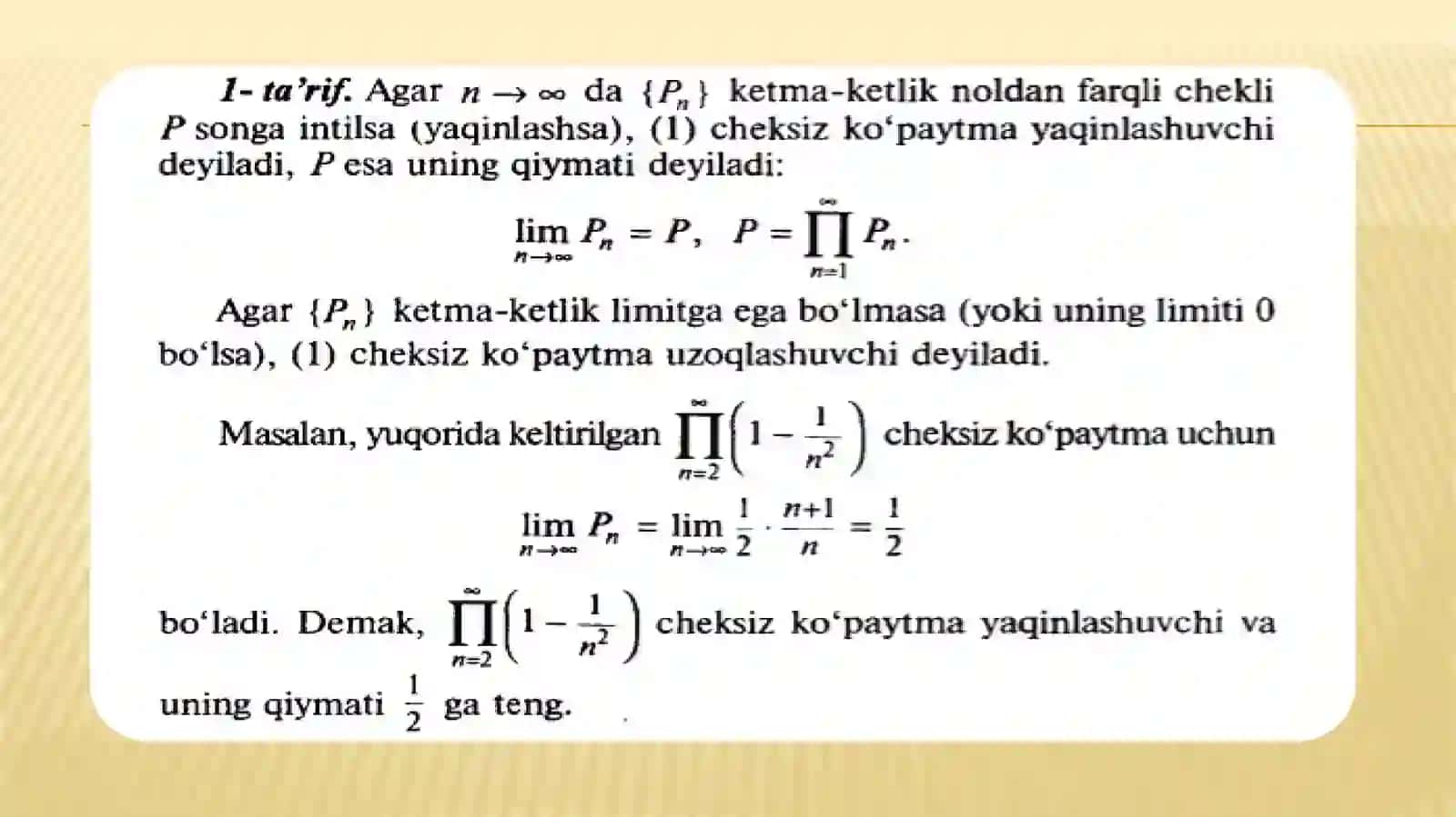 Cheksiz ko'paytmalar 4