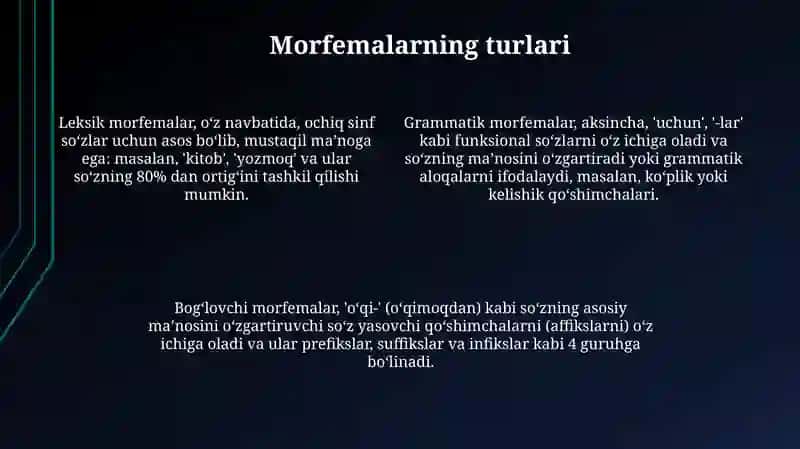 Morfema. Morfema turlari 4