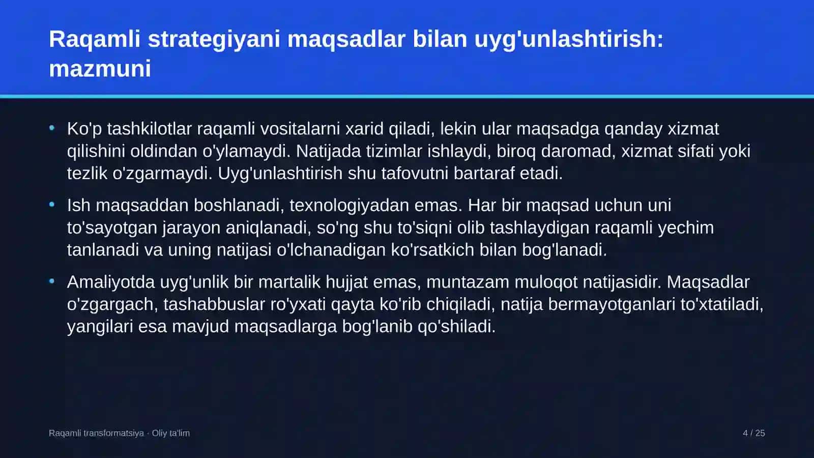Raqamli transformatsiya · Oliy ta'lim 4