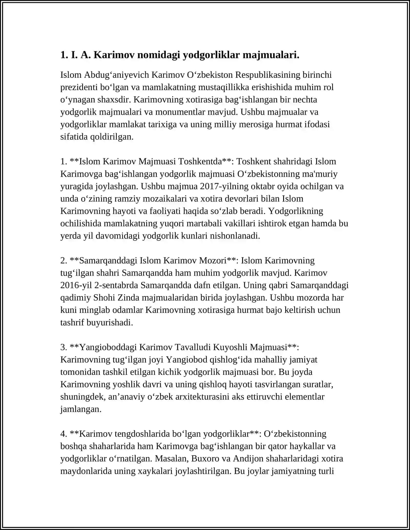 I.A Karimov nomidagi yodgorliklar majmualari 4