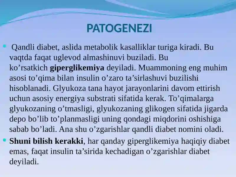 Qandli va qandsiz diabet kassalligi 4