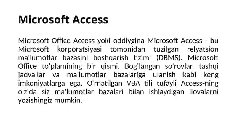 MS Access MBBT 4