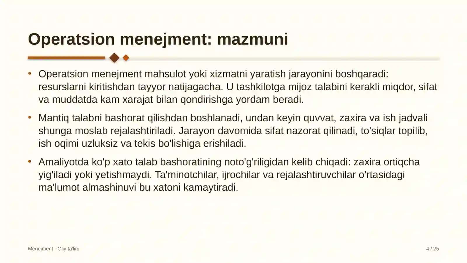 Prodyuserlik markazlarida operatsion menejment 4