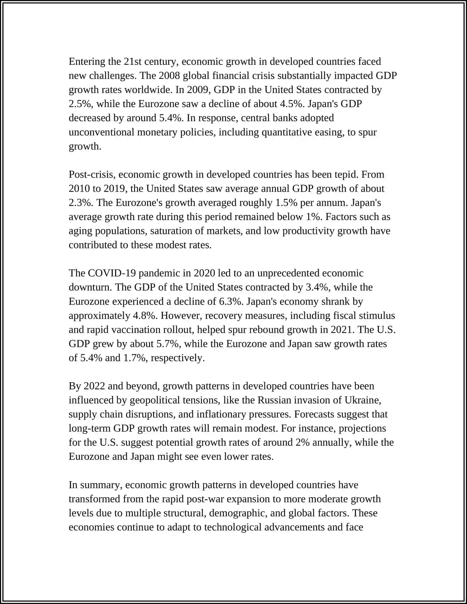 Economic Growth Patterns in Developed Countries 4