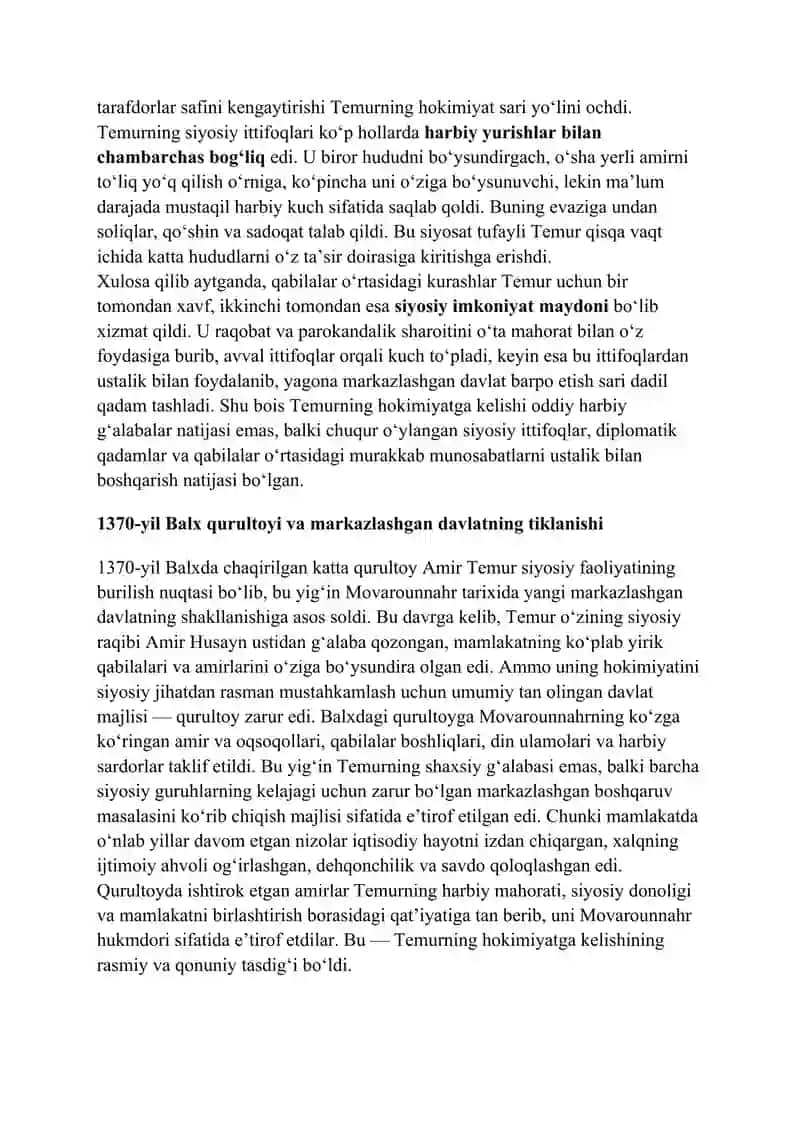 Amir Temurning siyosiy faoliyati 4