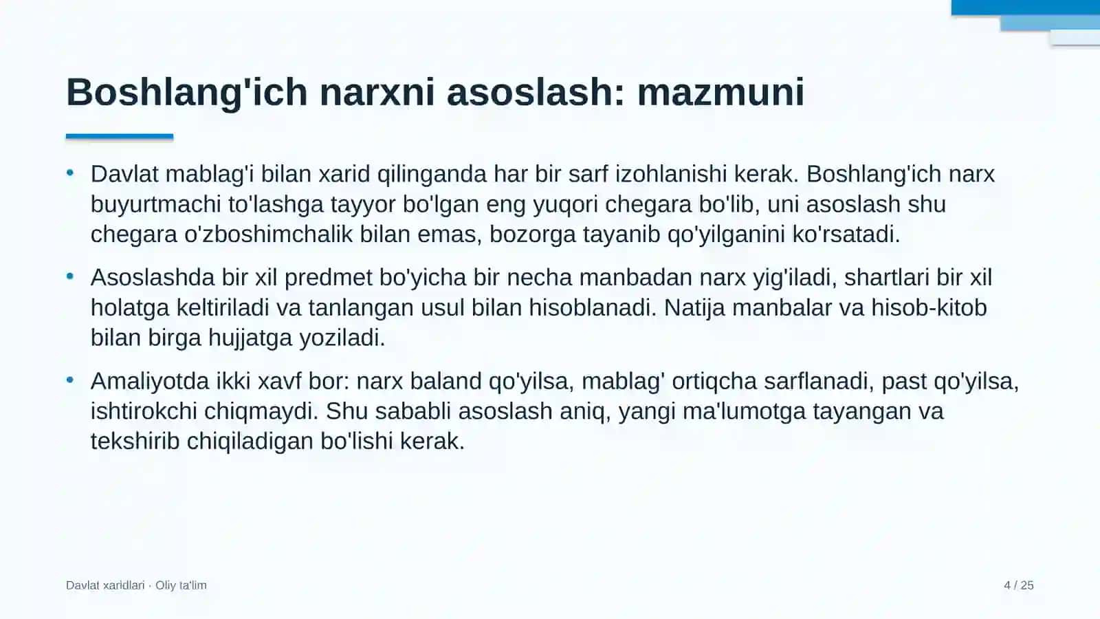 Davlat xaridlari · Oliy ta'lim 4