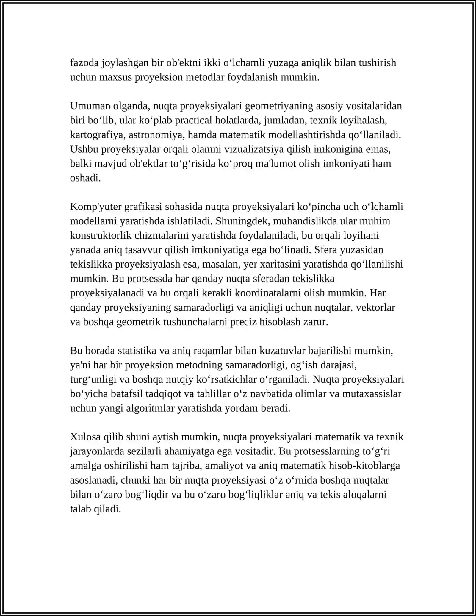 Nuqta proyeksiyalari 4