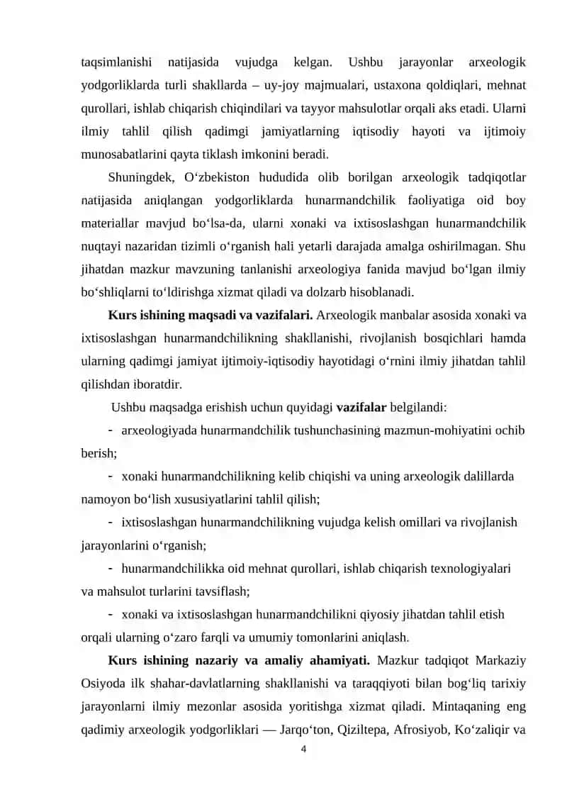 Arxeologiyada xonaki va ixtisoslashgan hunarmandchilik 4