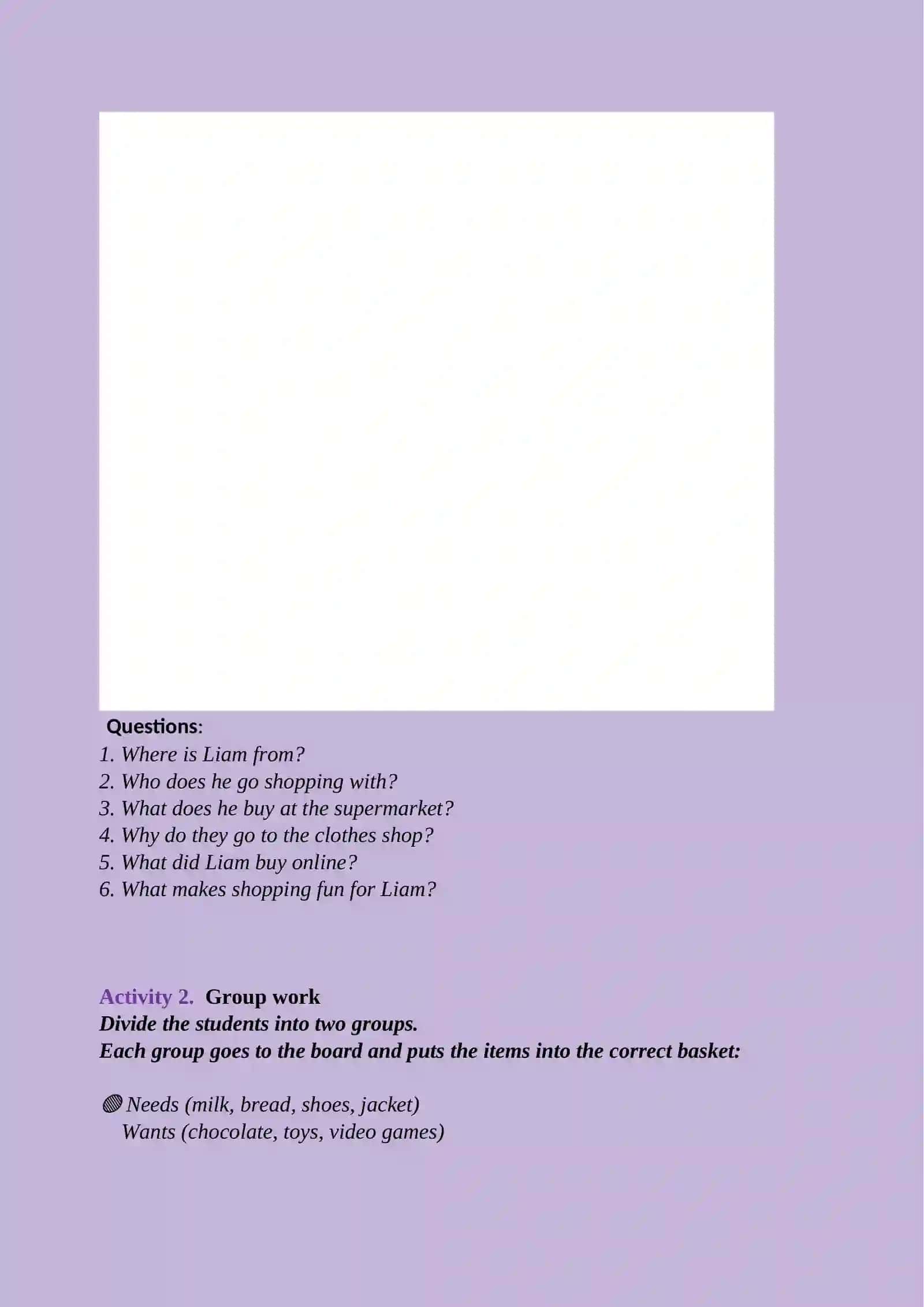 Lesson plan "Shopping" Grade-7 4