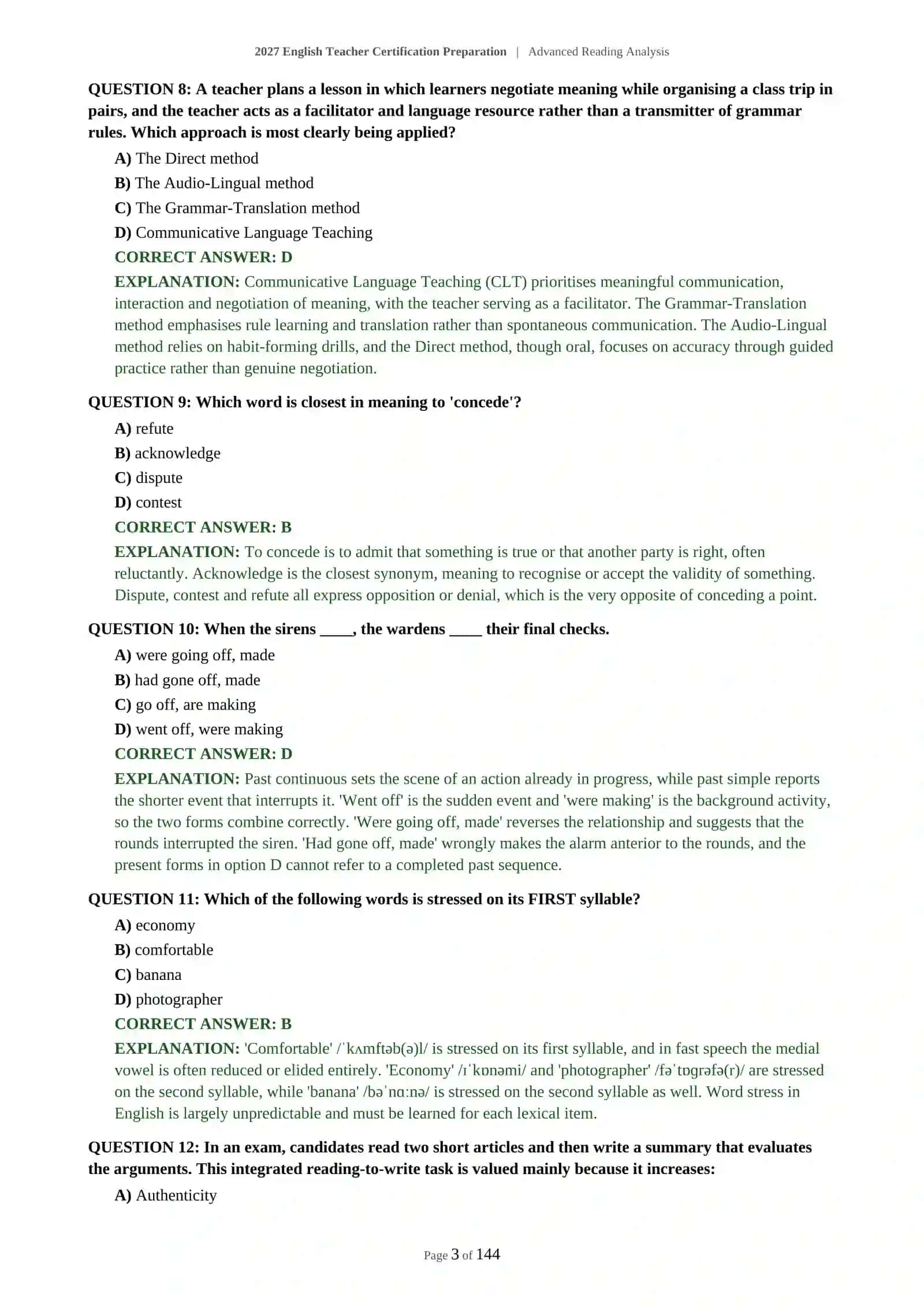 2027 English Teacher Certification Preparation | Advanced Reading Analysis 4