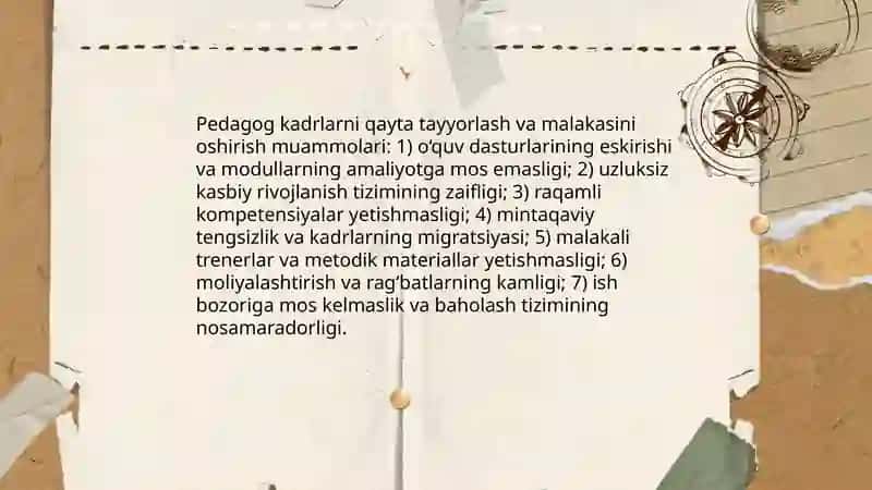 Ta'lim tarbiya va pedagogika ta'limini davrlashtirish muammolari 4