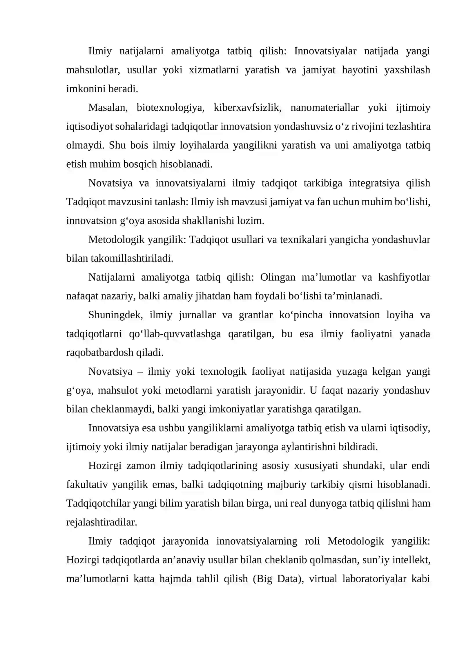 NOVATSIYA VA INNAVATSIYALAR HOZIRGI ZAMON ILMIY TADQIQOTLARNING TARKIBIY QISMI SIFATIDA. 4