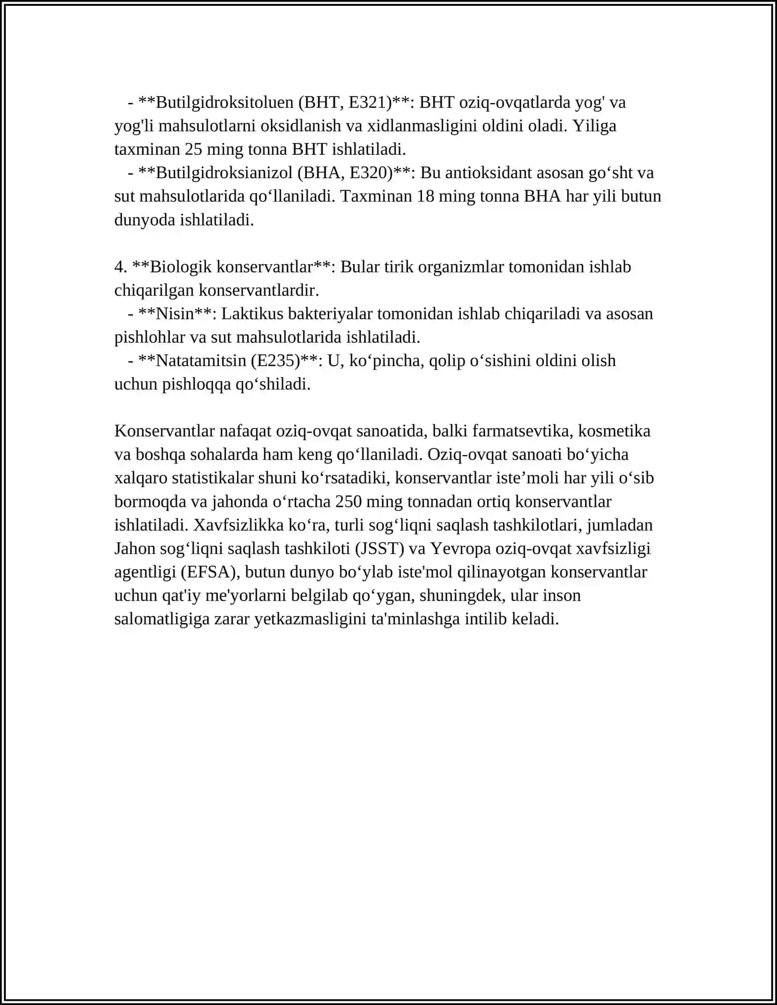 KONSERVANTLAR VA ANTIBIOTIKLAR 4