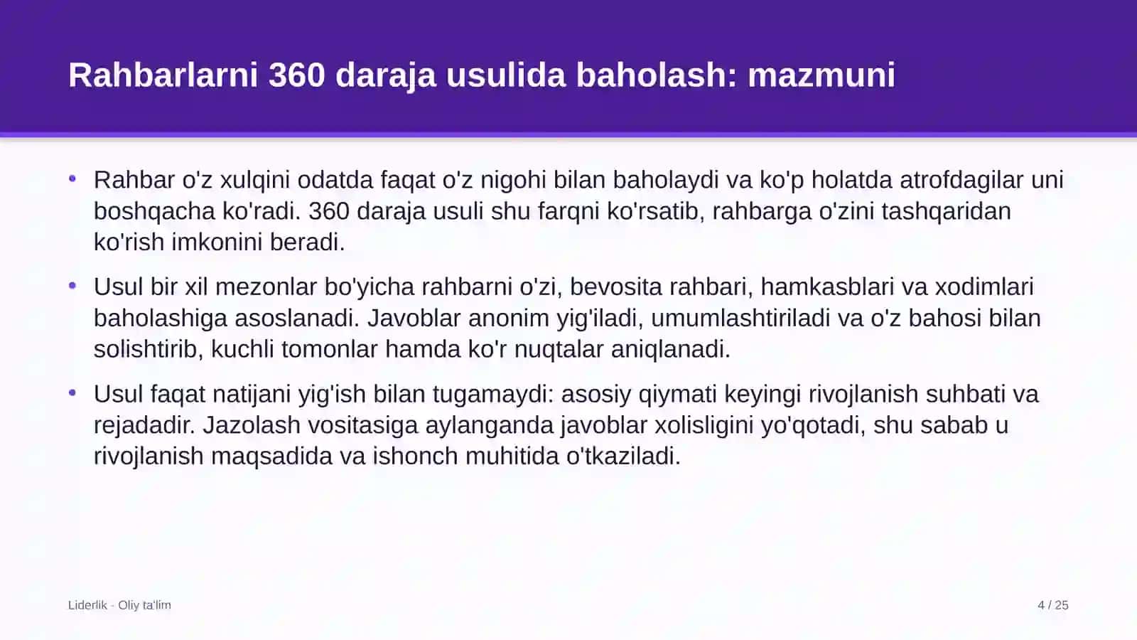 Kasaba uyushmalarida rahbarlarni 360 daraja usulida baholash 4