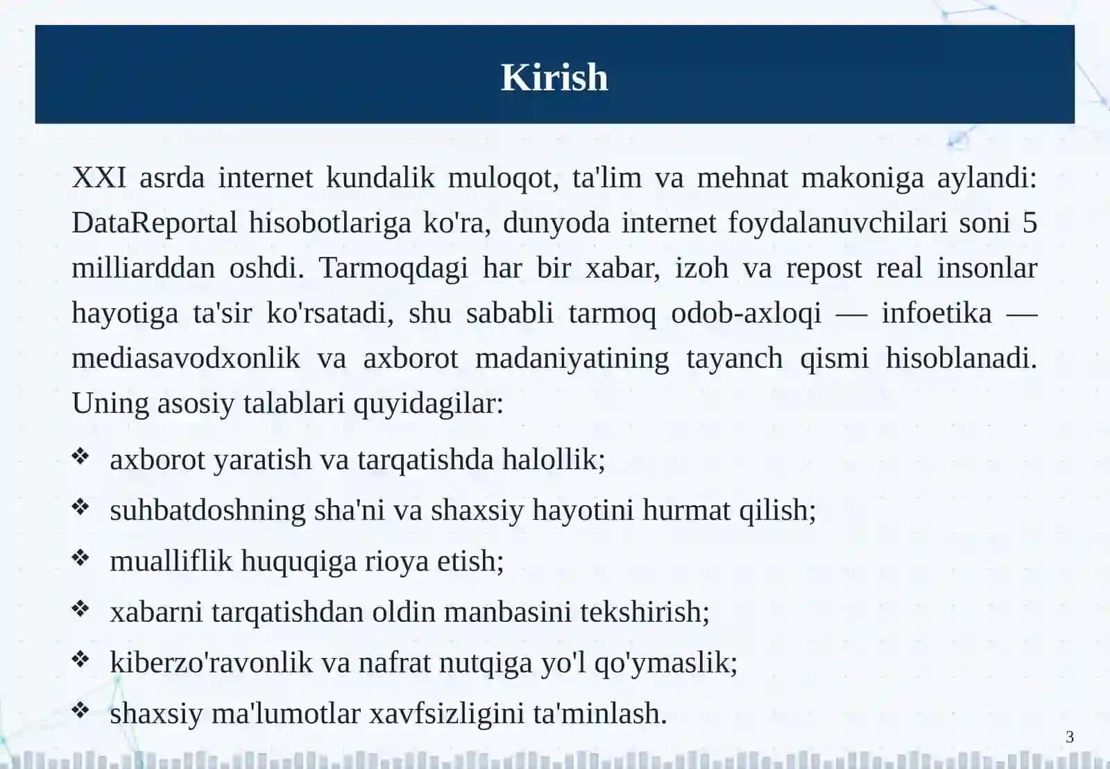 Tarmoq odob-axloqi (infoetika) 4
