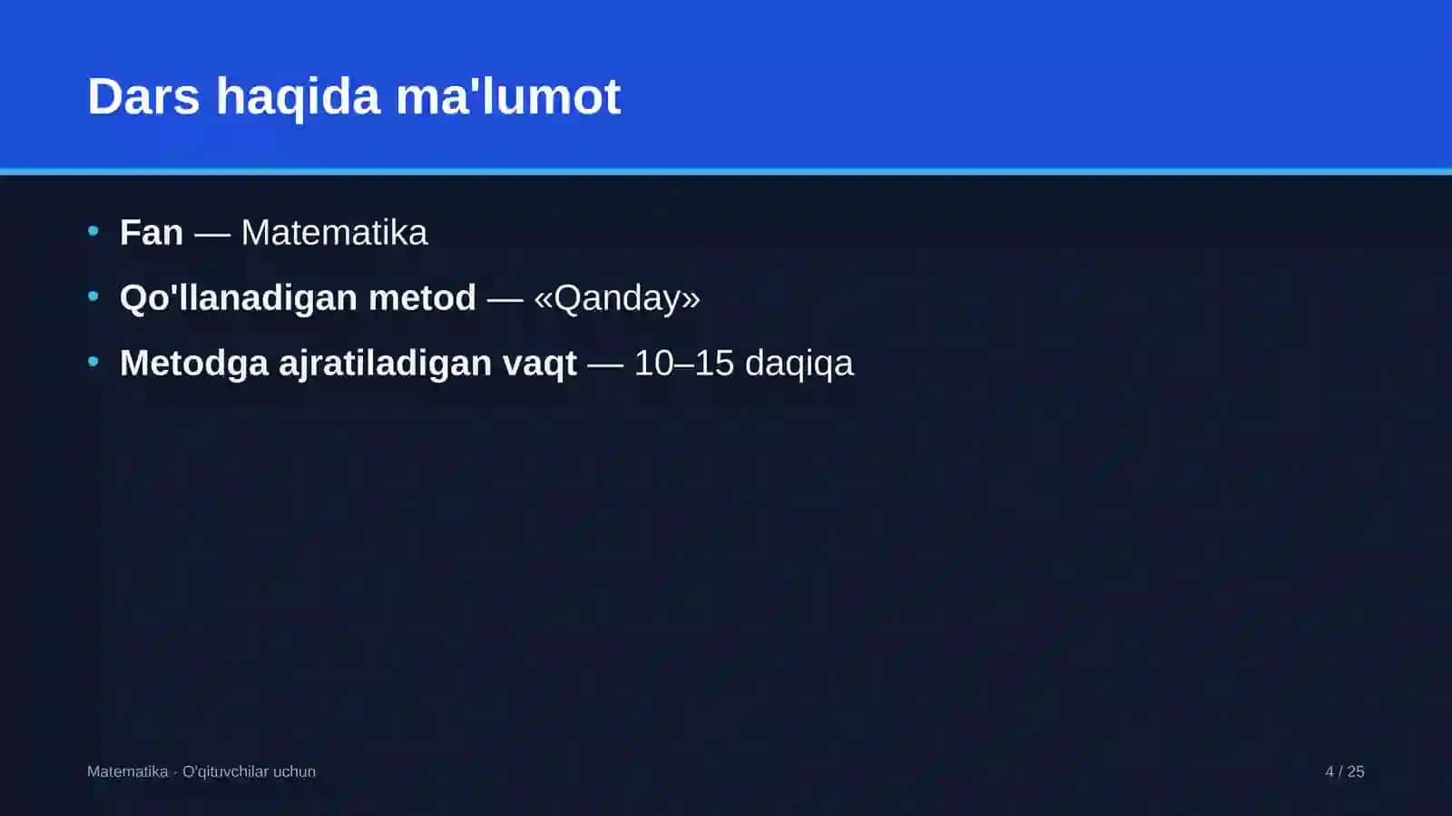matematika darslarida qanday metodidan foydalanish 9286 4