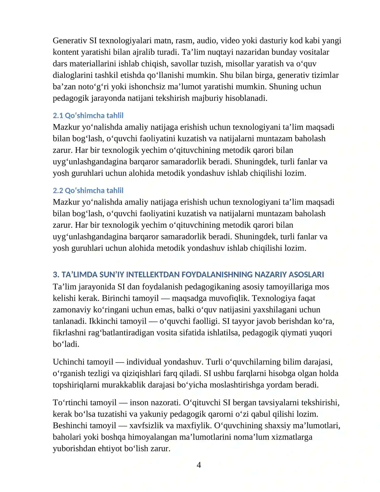 Ta’lim jarayonida sun’iy intellekt texnologiyalaridan foydalanish 4