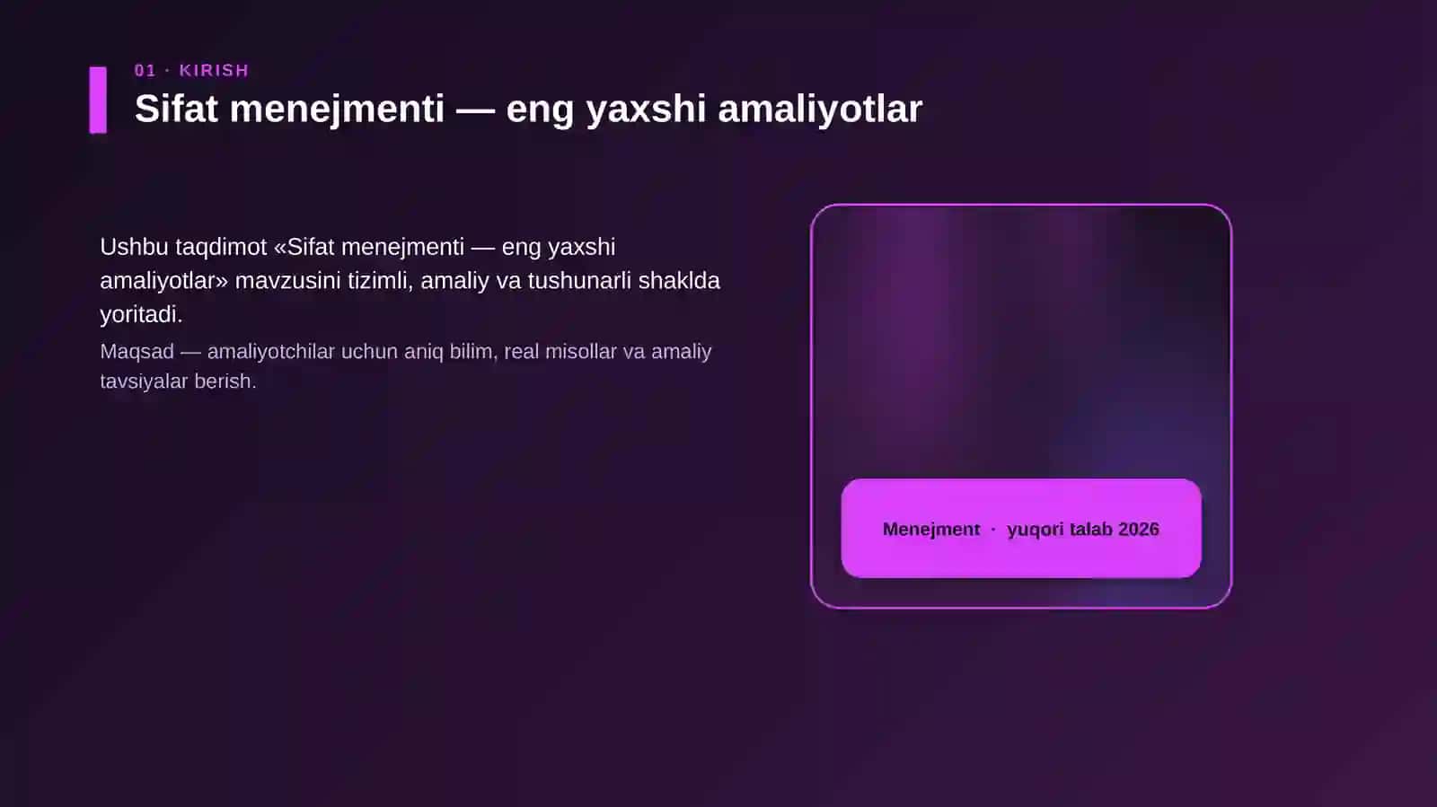 Sifat menejmenti — eng yaxshi amaliyotlar 4