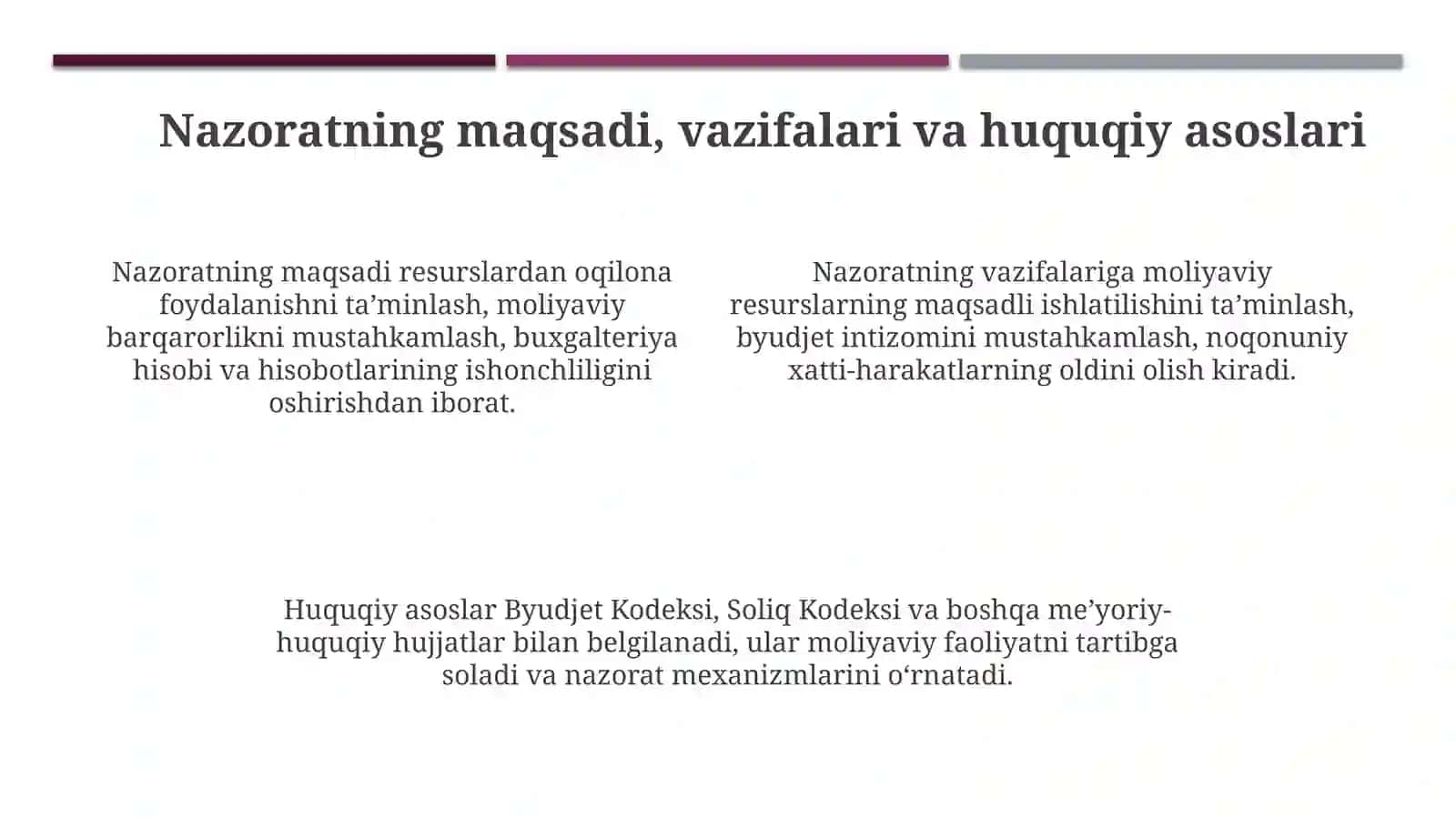 Moliyaviy resurslardan toʻgʻri va samarali foydalanishini nazorat qilinishi haqida 4