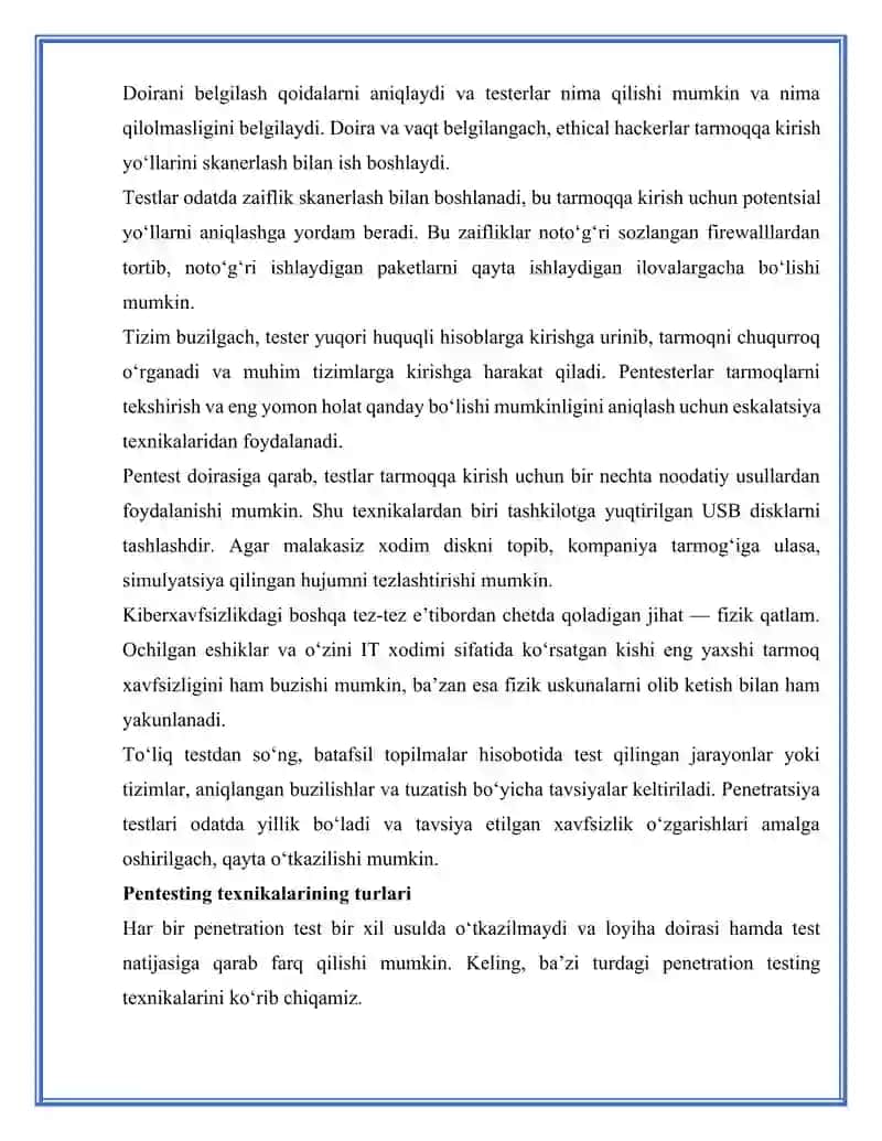 Pentesting usul va vositalarining tahlili. 4