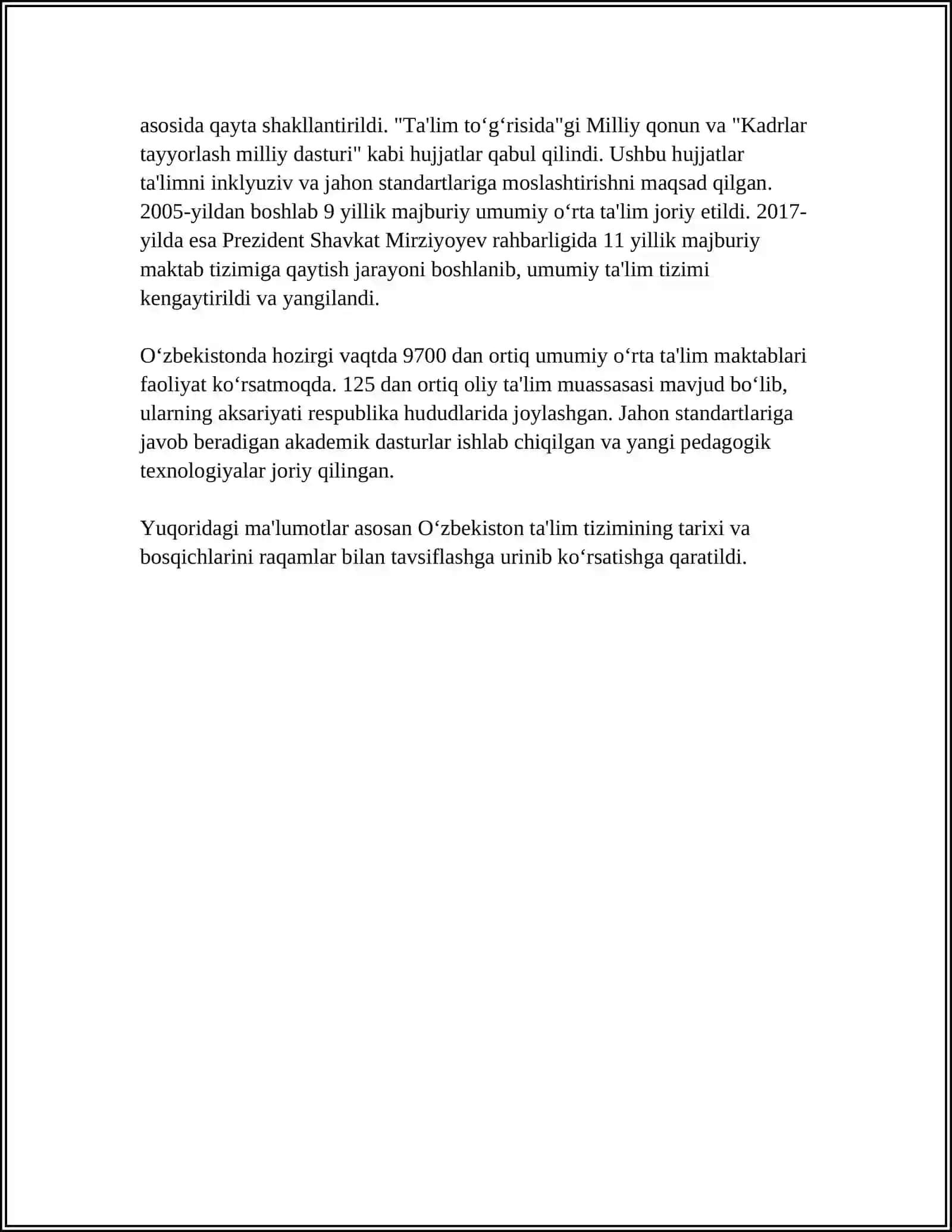Oʻzbekiston ta'lim tizimining tarixi 4