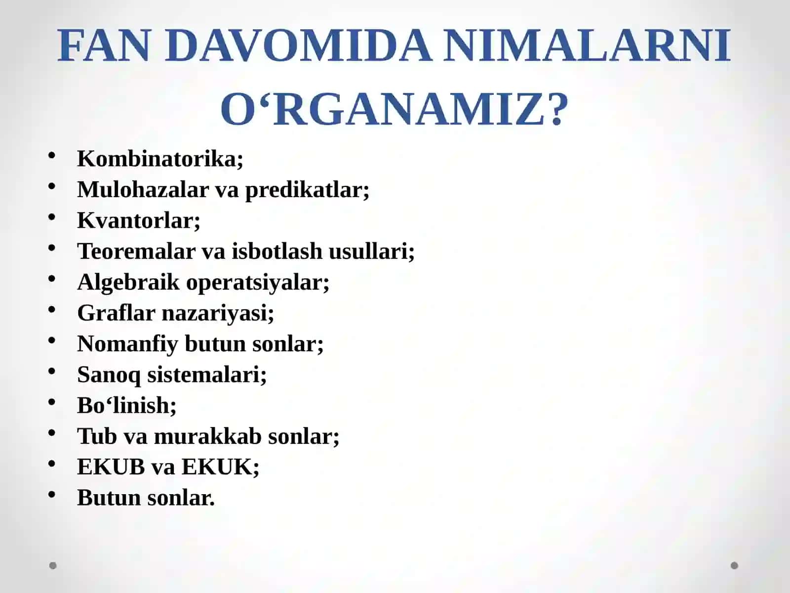 BOSHLANG‘ICH MATEMATIKA KURSI NAZARIYASI 4