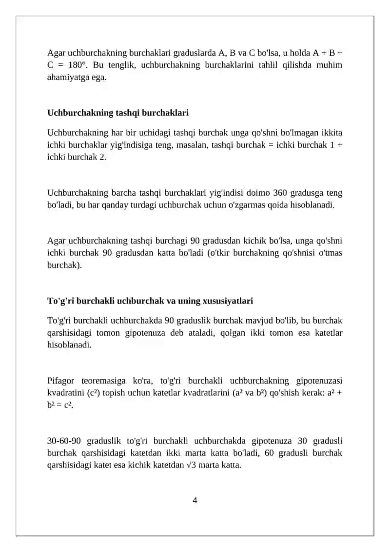 Uchburchaklar 4