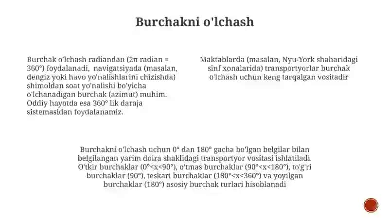 Burchak turlari tushunish 4