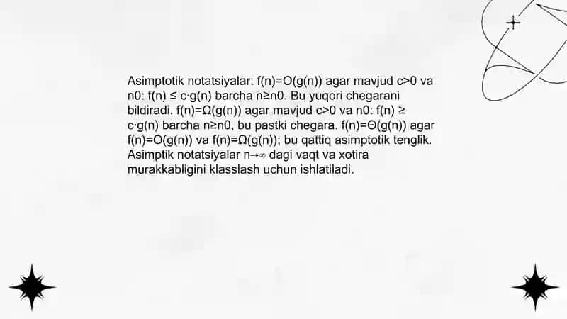 Algoritmlarning baholash va ularning tahlili 4