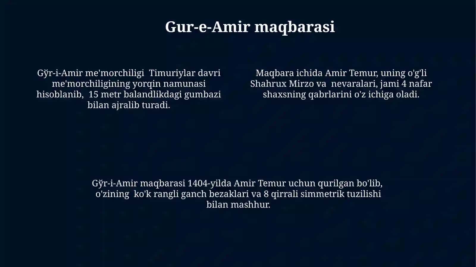 Samarqand memoriy obidalari 4