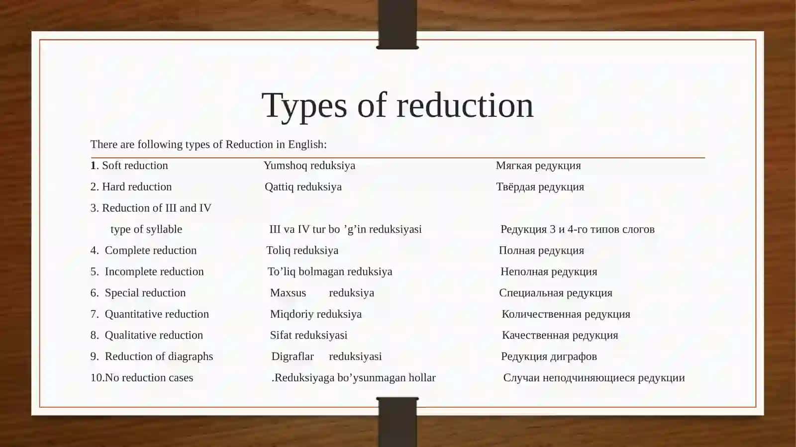 Types of reduction 4