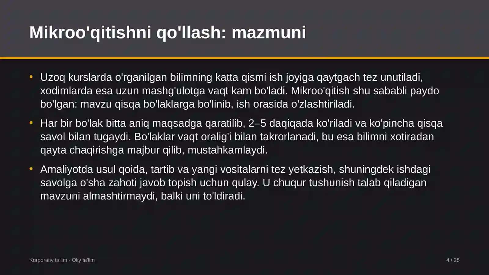 Energiya auditi tashkilotlarida mikroo'qitish usulini qo'llash 4