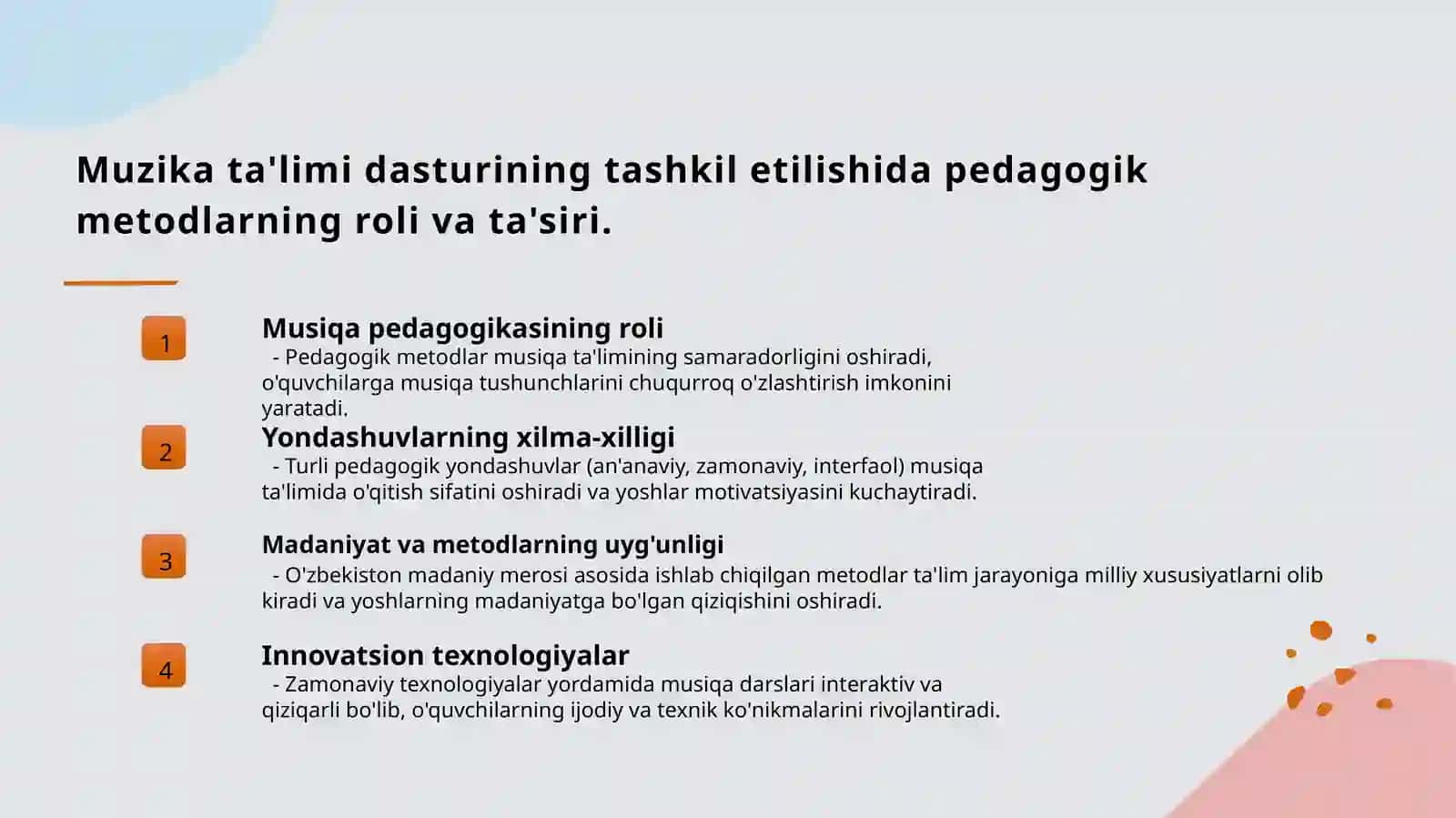 Musiqa  ta'limi dasturining  xususiyatlari 4
