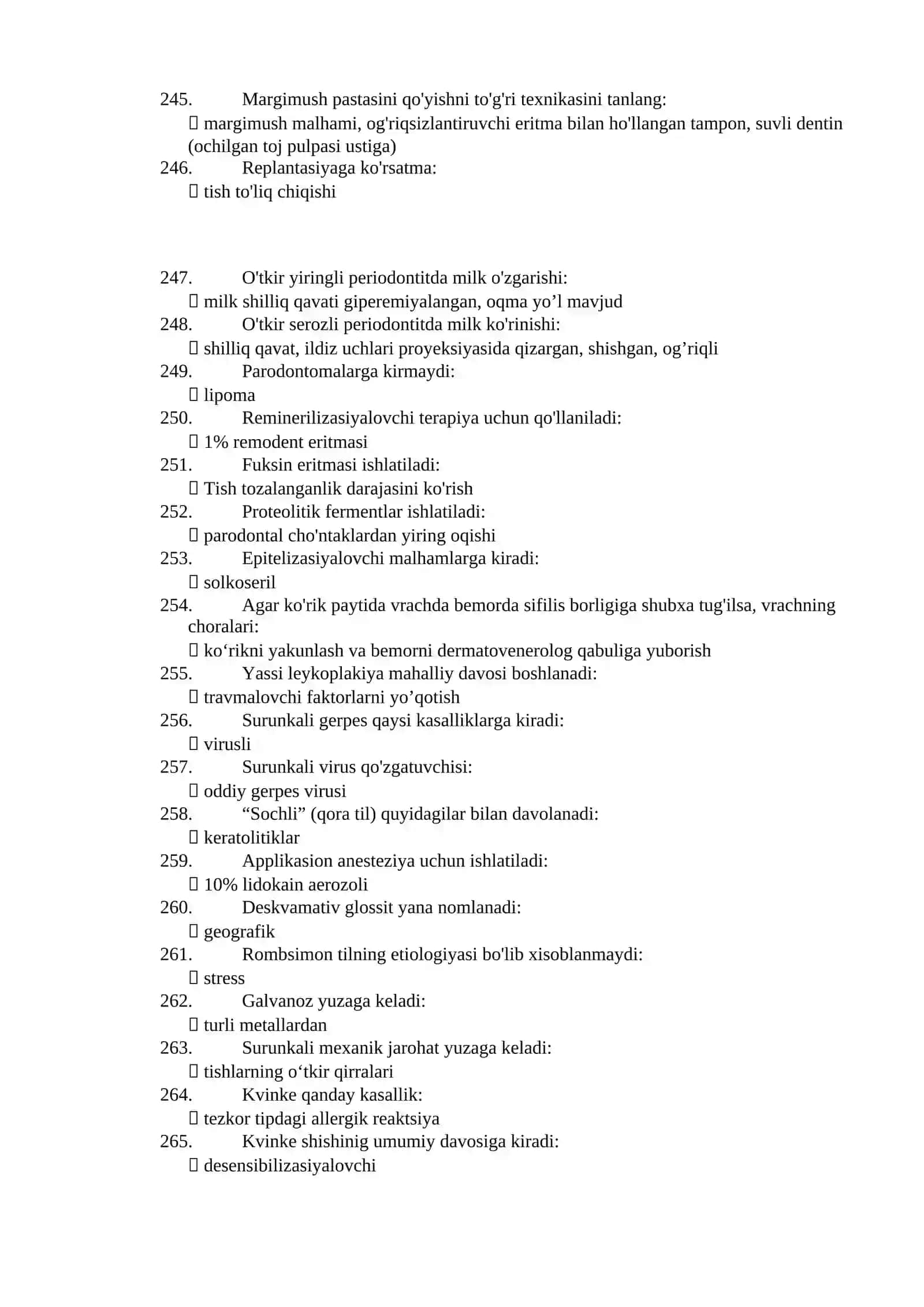 STOMOTOLOGIYA test ARGOS 4