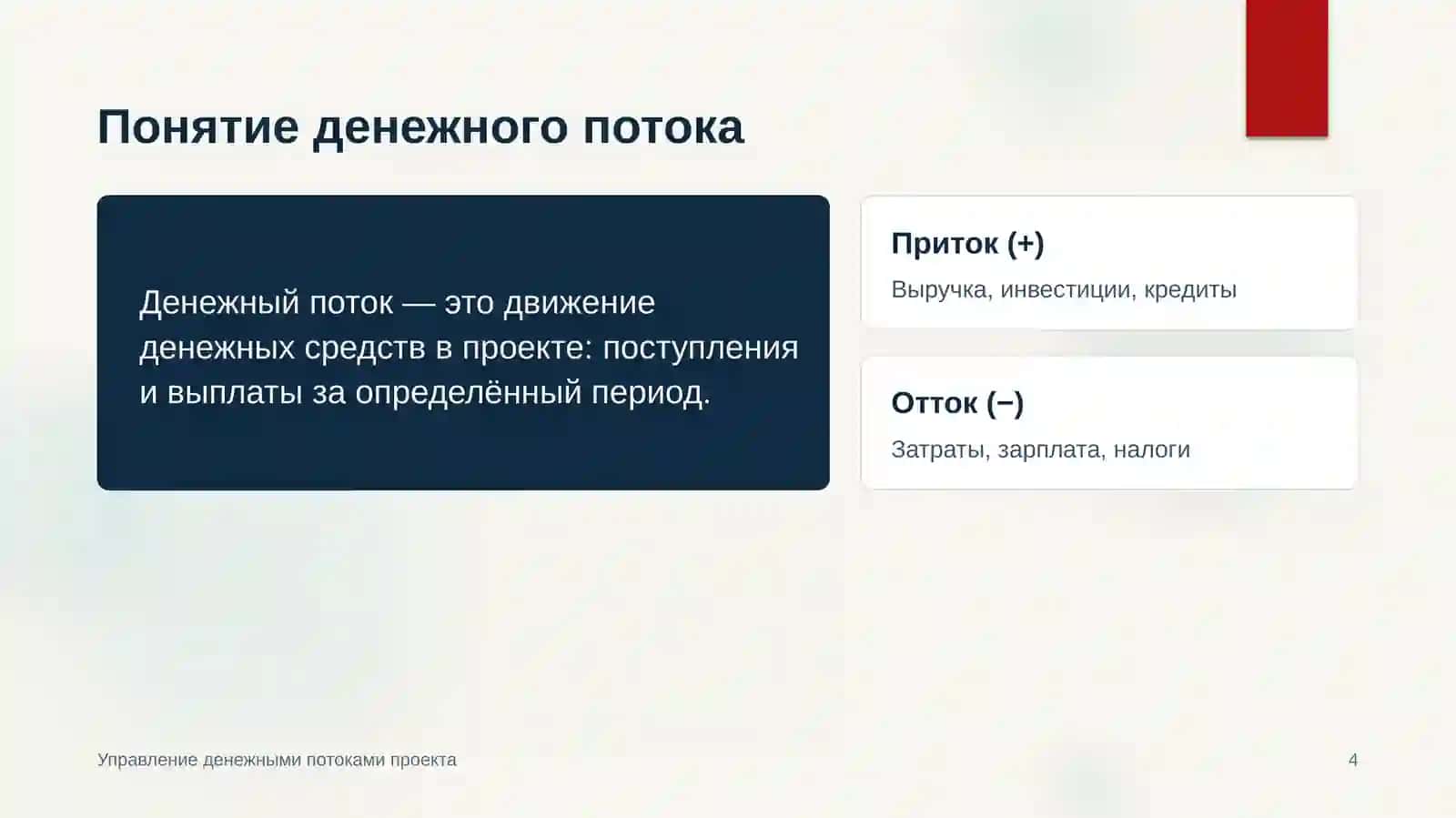 Управление денежными потоками проекта 4