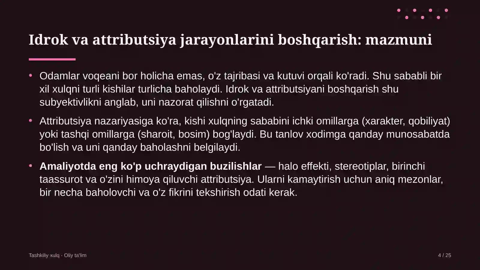 Developerlik kompaniyalarida idrok va attributsiya jarayonlarini boshqarish 4