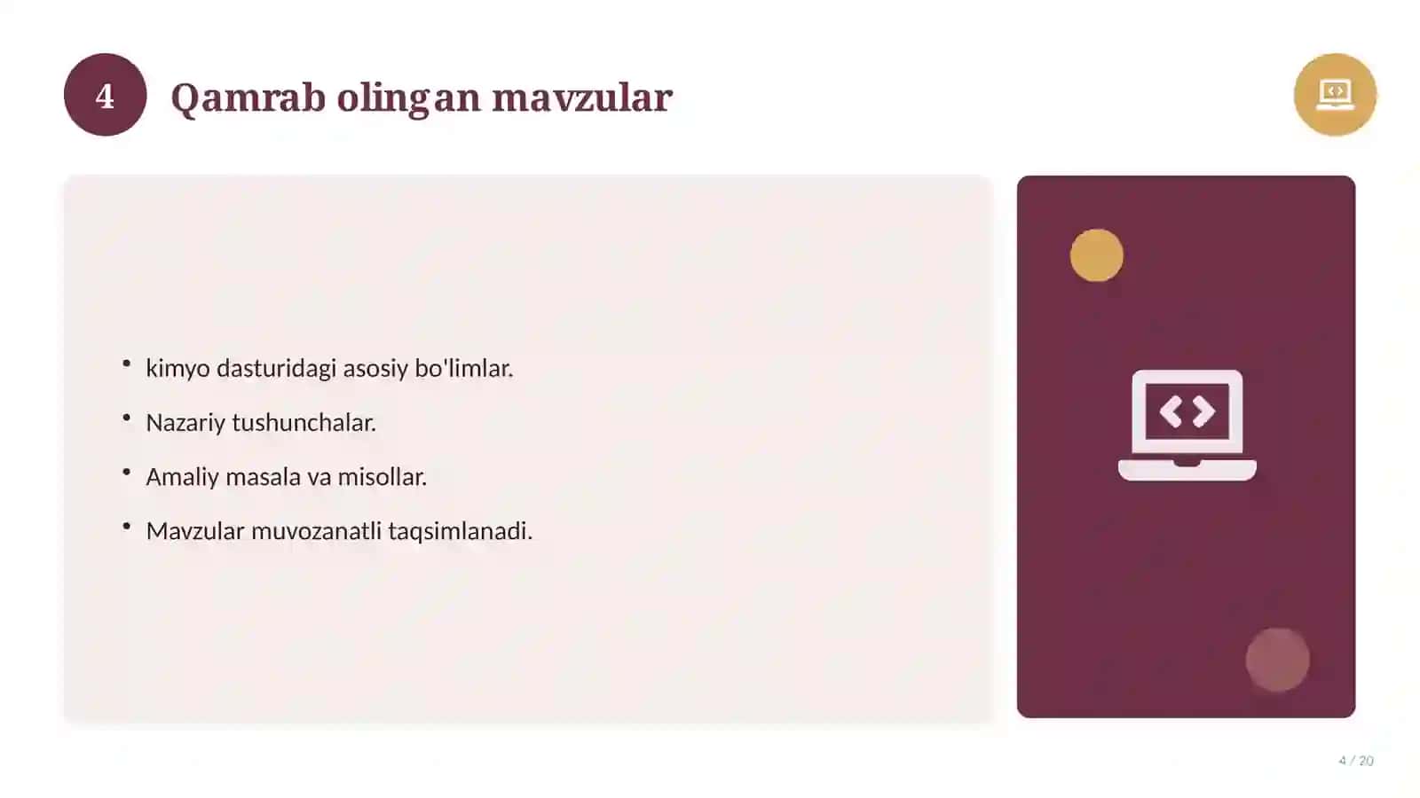 Kimyo fanidan 8-sinf test savollari to'plami 4