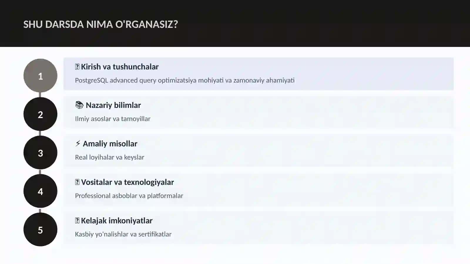 PostgreSQL advanced query optimizatsiya 4