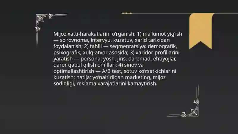 Kichik beznes va tadbirkorlik subyektlarida marketing faolyatini tashkil etish 4