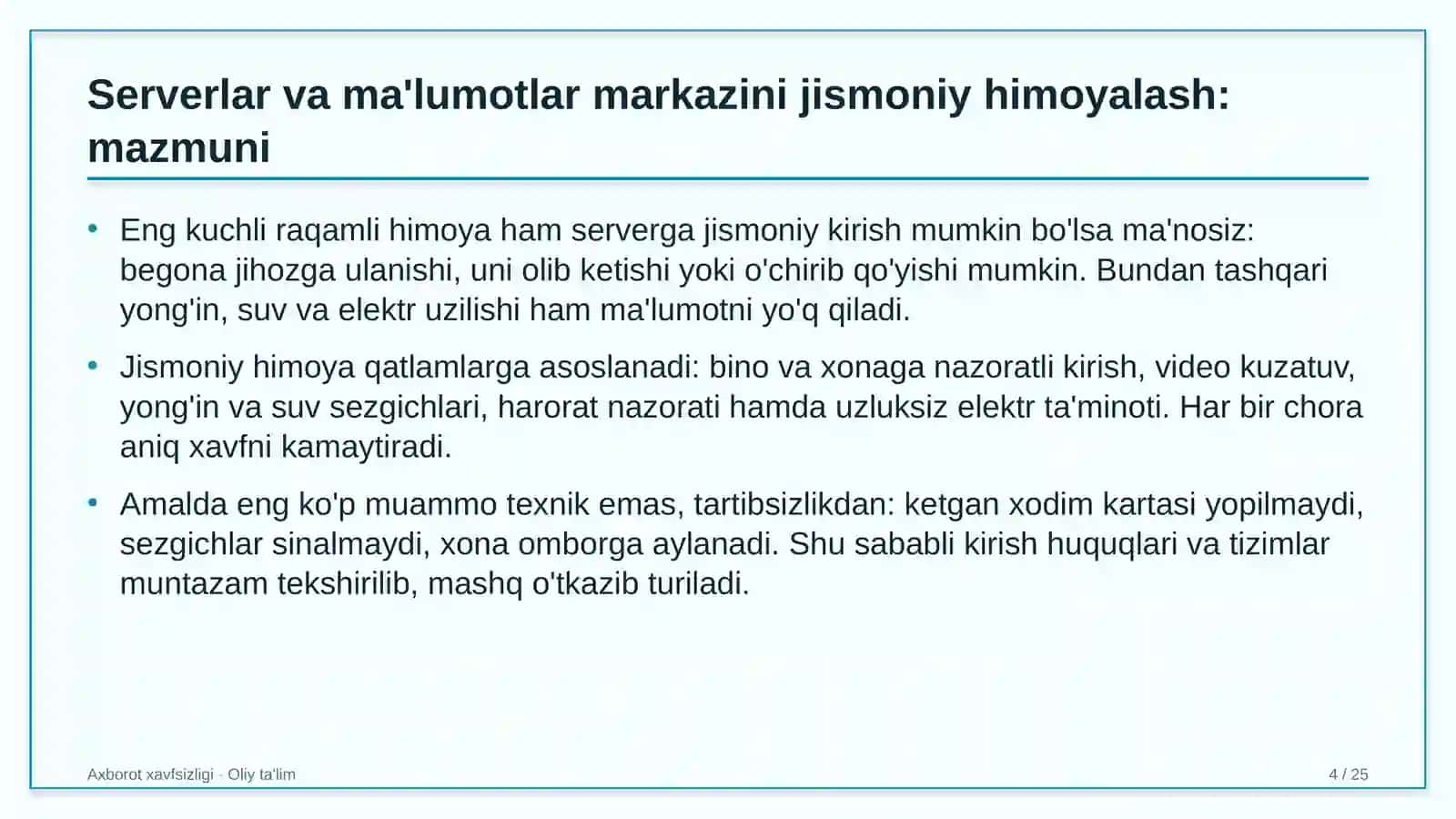 Ta'mirlash-pardozlash ishlarida serverlar va ma'lumotlar markazini jismoniy himoyalash 4