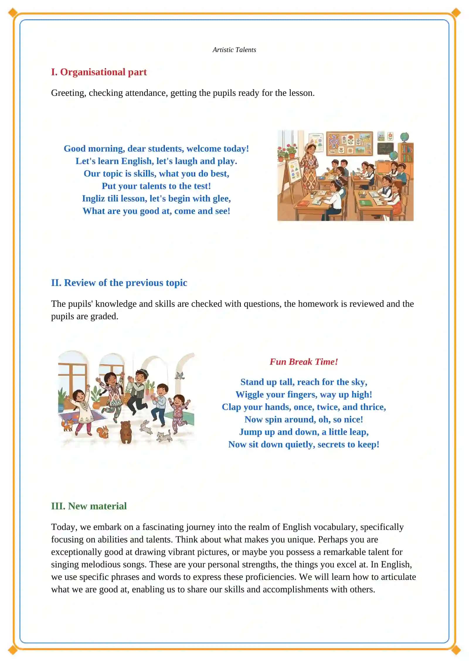 Lesson on Topic: What are you good at? 4