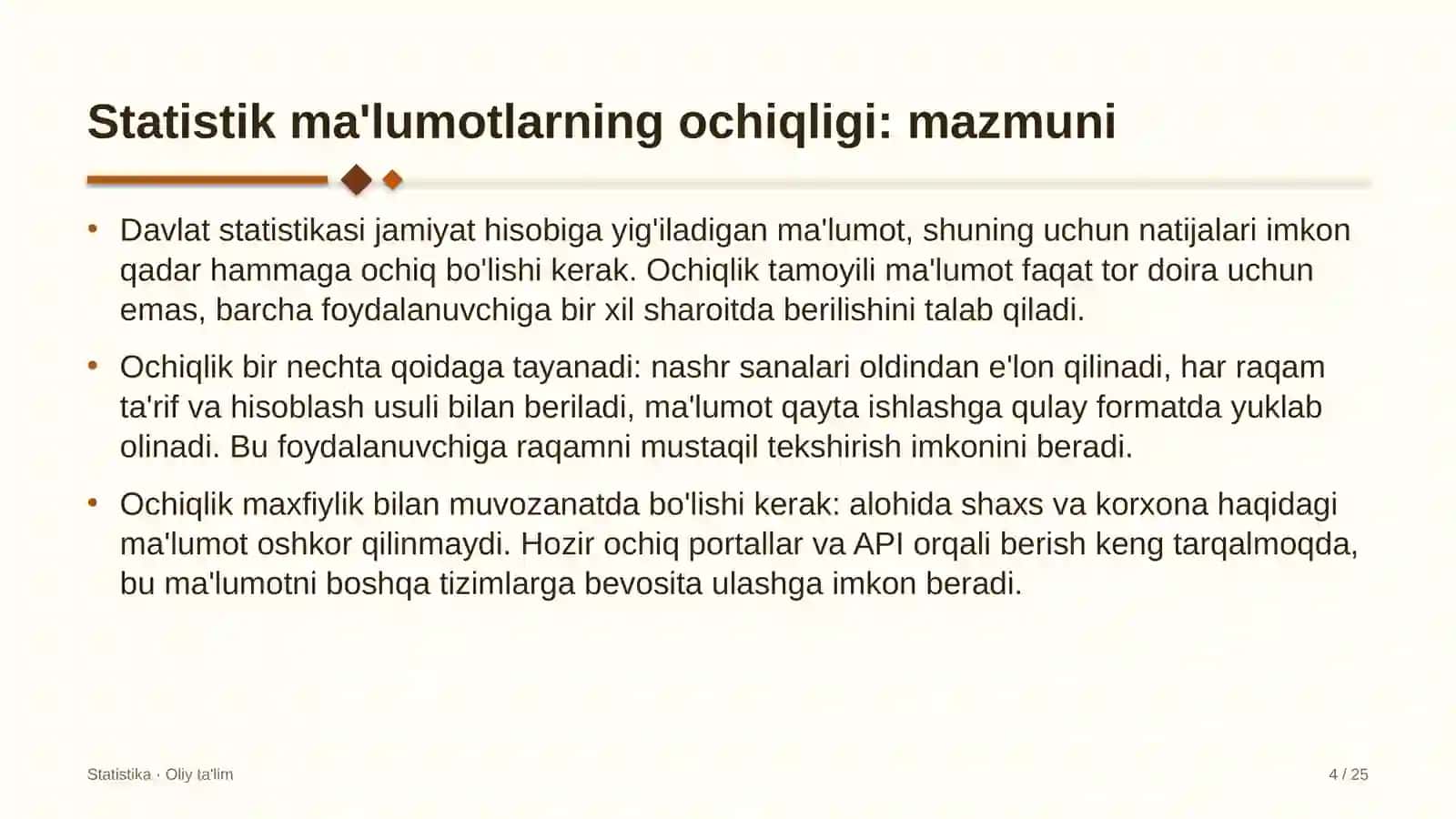 Xostellarda statistik ma'lumotlarning ochiqligi 4