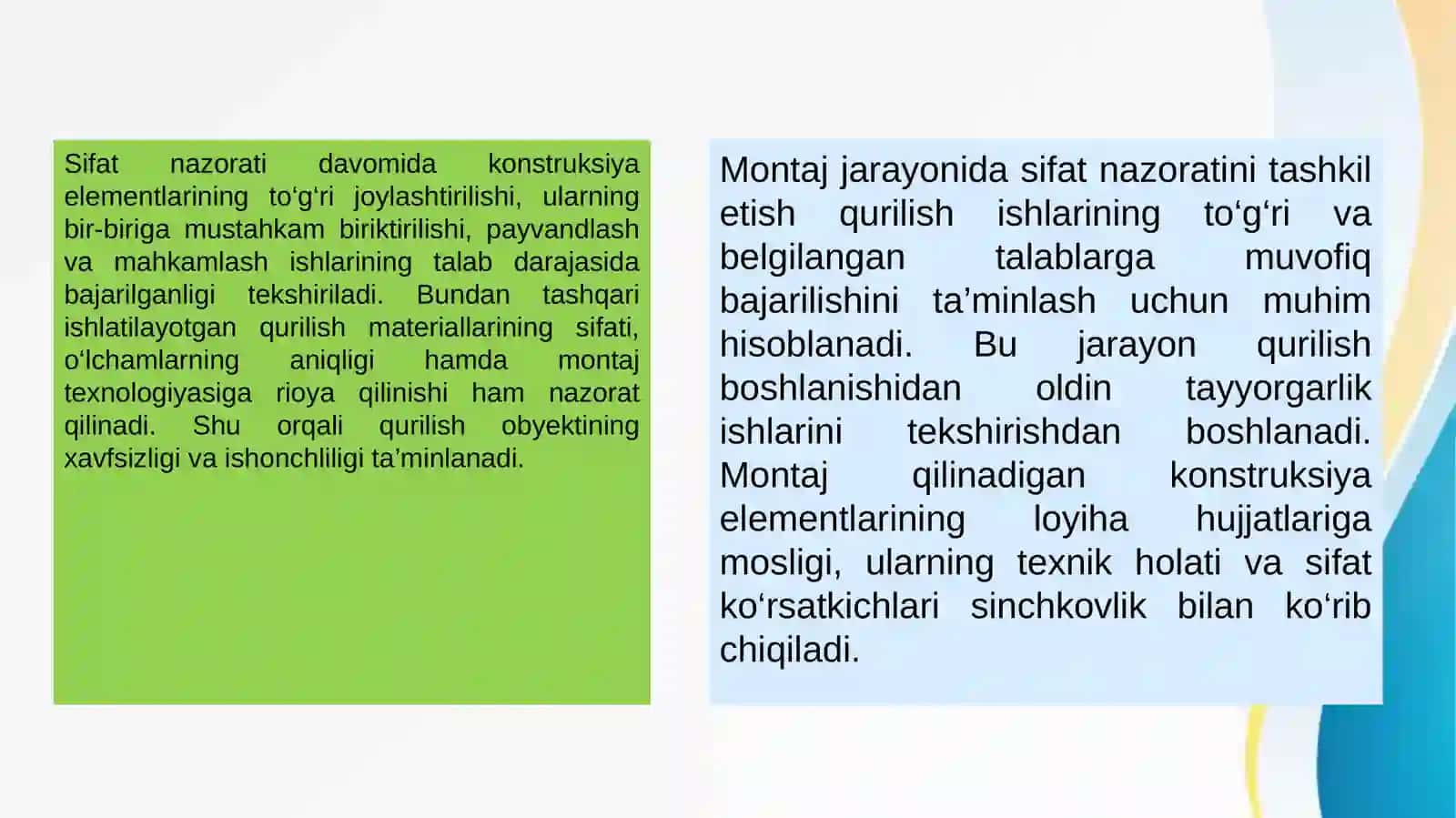 Konstruksitalarni montaj qilish sifat nazorati 4