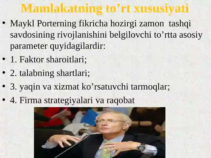 Xalqaro raqobat ustunligi: Porter modelireja 4