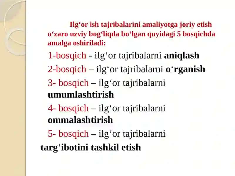 Ilg‘or ish tajribalarini ommalashtirish 4