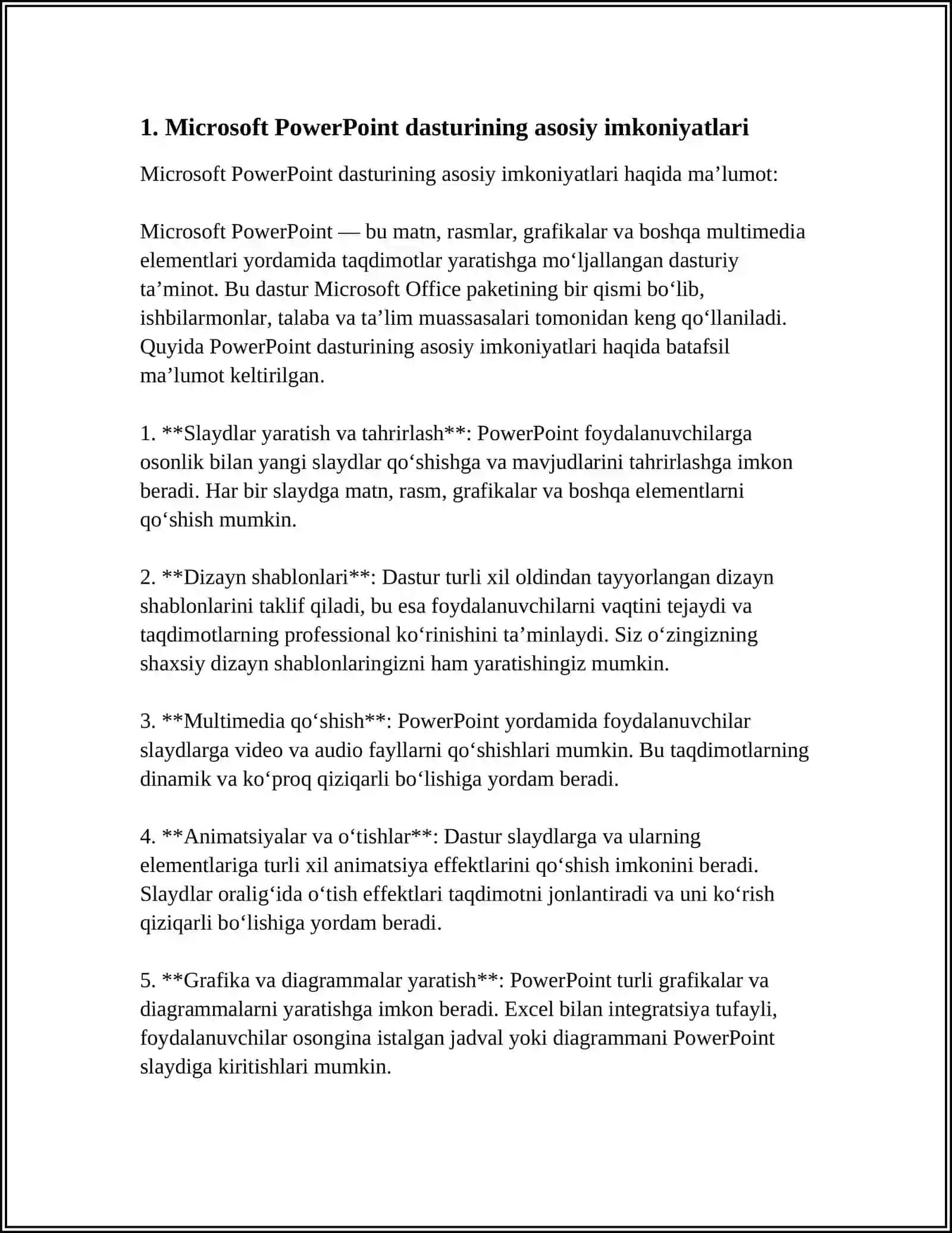 MICROSOFT POWERPOINT DASTURIDA TAQDIMOTLAT YARATISH 4